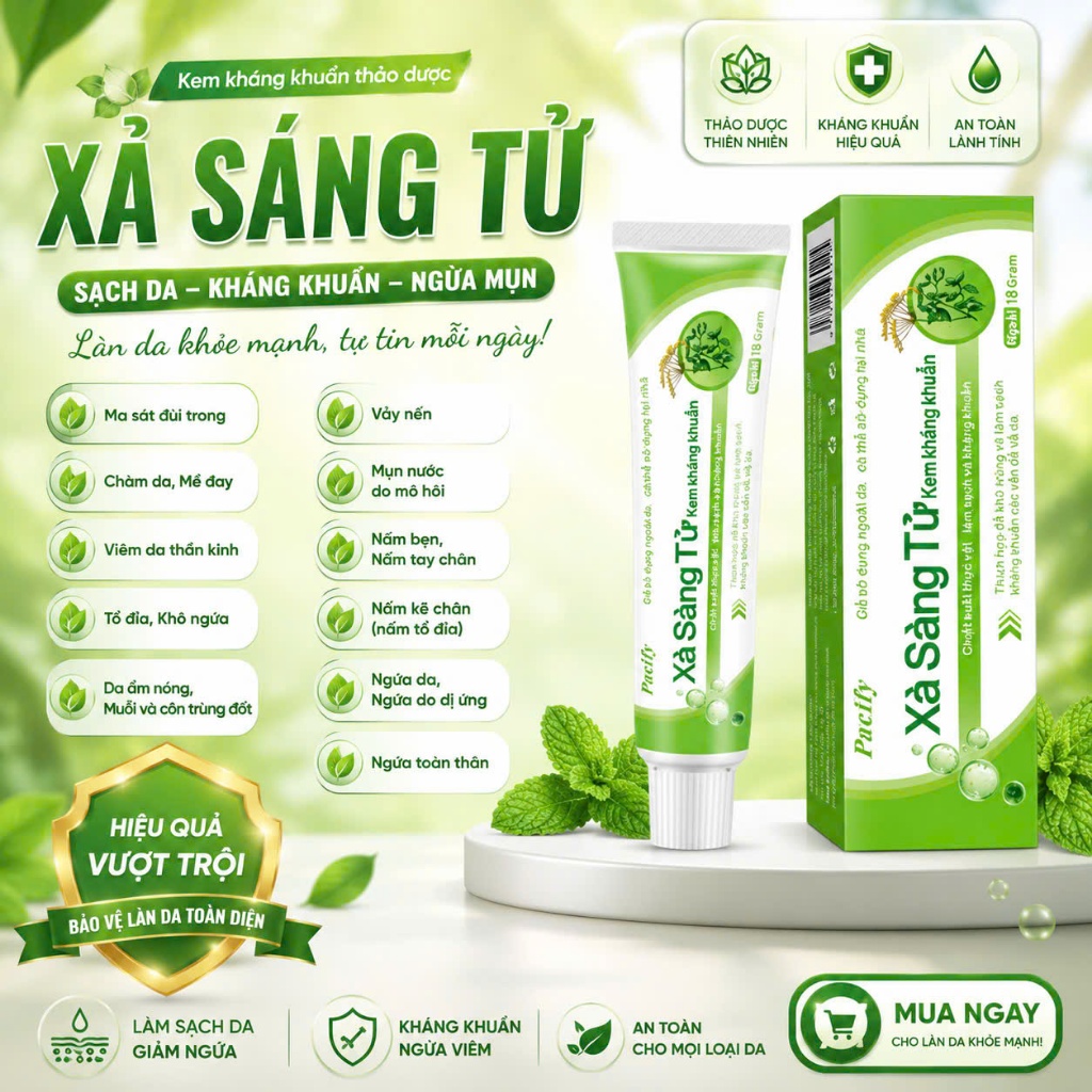 [BẢN MỚI 2026] kemXà Sàng Tử, để viêm da dị ứng, chống ngứa, với Nấm Ốc Sên và viêm da dị ứng nấm ngoài