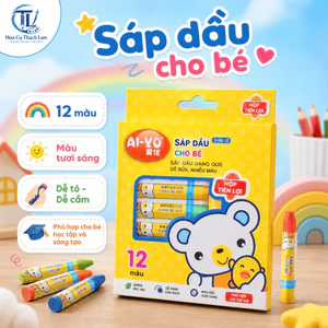 Sáp Dầu Màu Cho Bé 12/18/24/36 Màu Hộp Cute Gấu Thỏ, Dễ Tô Vẽ, Màu Tươi Đẹp