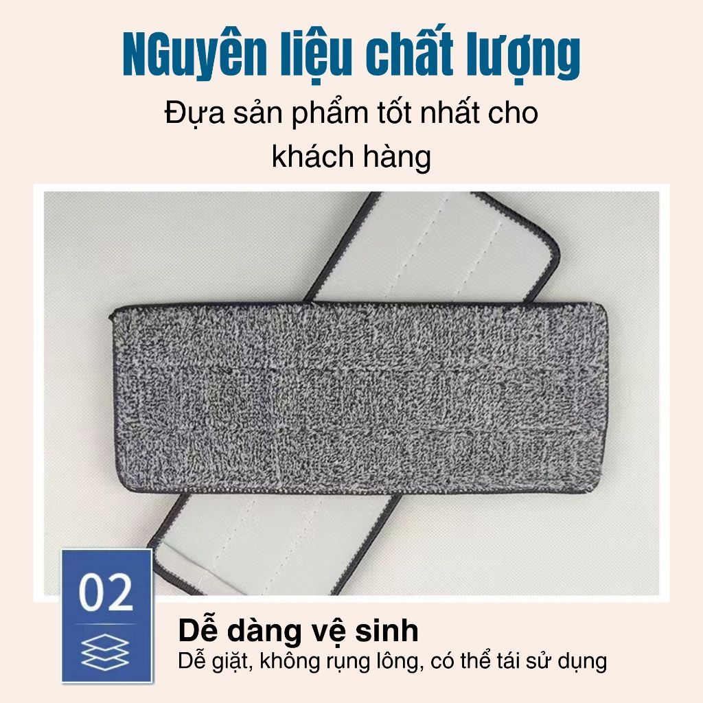 Miếng Lau Nhà Thay Thế 12x32cm Cho Cây Lau Tự Vắt, Tấm Lau Thay Thế Bám Dính Chắc Thấm Hút Tốt Phụ Kiện Lau Sàn Cao Cấp