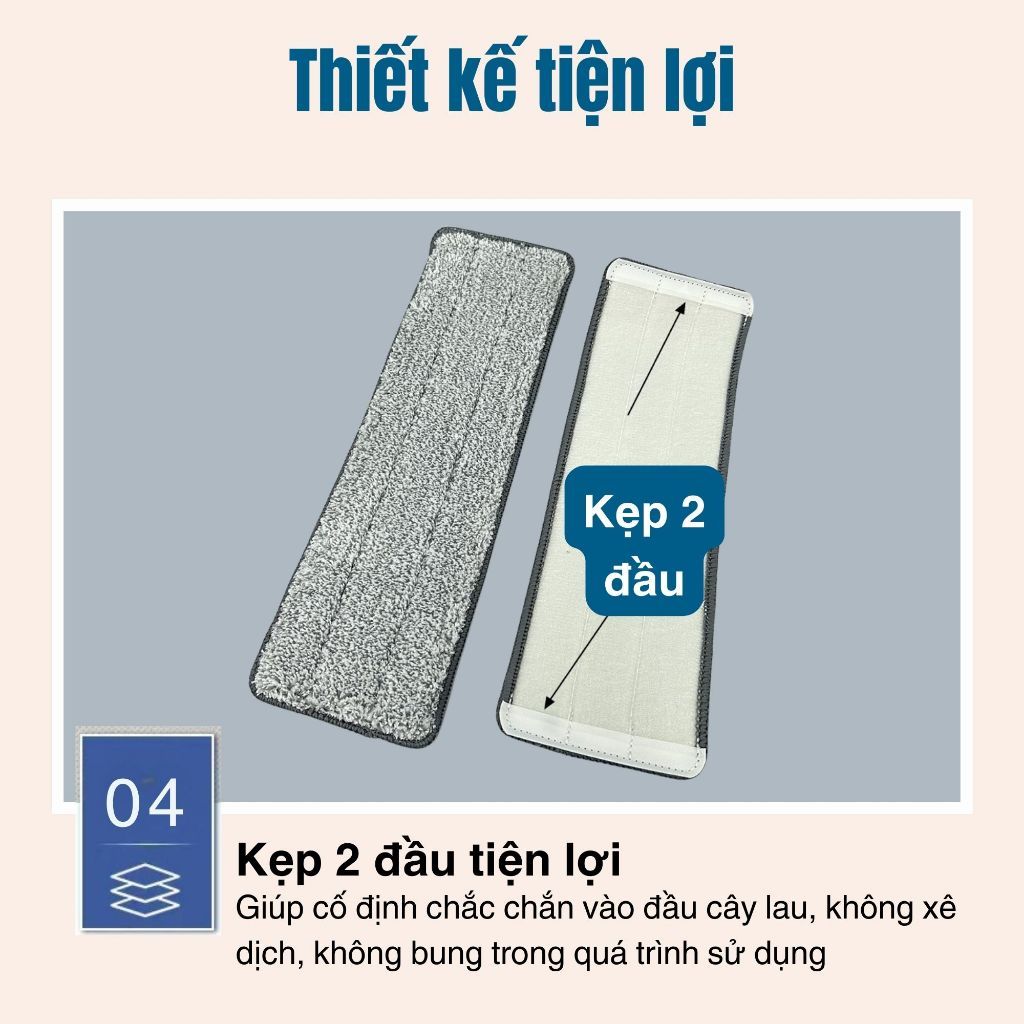 Miếng Lau Nhà Thay Thế 12x32cm Cho Cây Lau Tự Vắt, Tấm Lau Thay Thế Bám Dính Chắc Thấm Hút Tốt Phụ Kiện Lau Sàn Cao Cấp