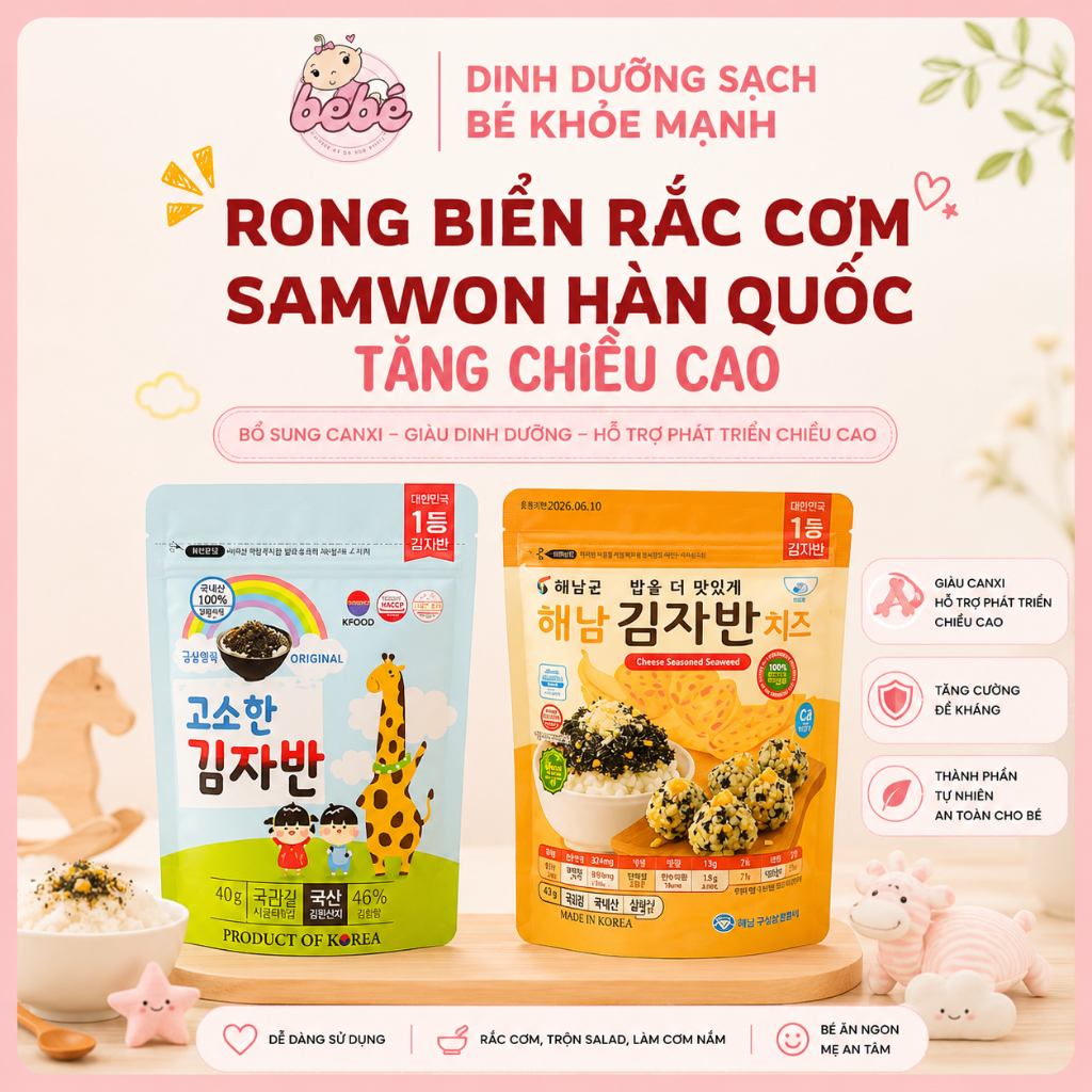 Rong biển Busan rắc cơm bổ sung canxi tăng chiều cao cho bé gói 40g