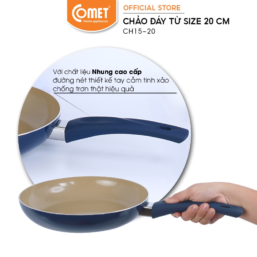Chảo Chống Dính Đáy Từ Comet Cao Cấp 20cm Nhôm Phủ Ceramic Nano Chống Dính Bền Đẹp Dùng Bếp Từ
