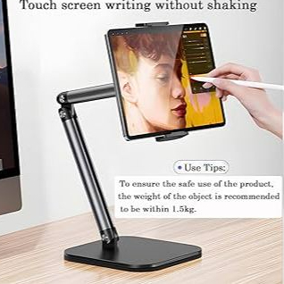 Giá đỡ máy tính bảng, ipad để bàn hợp kim nhôm xoay 360 độ 4 chiều cơ học đa năng, Đế đúc chắc chắn chống rung gấp gọn