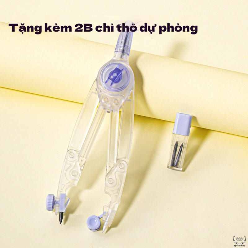 Compa Deli Trong Suốt – Bán Kính 20cm, Khóa Xoay Cố Định, An Toàn Cho Học Sinh, Dụng Cụ Hình Học Bán Chạy