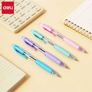 LEAFBOOK Bút Bi Dầu Deli Q41 Mực Xanh 0.7mm – Thân Màu Pastel, Đệm Cao Su Cầm Êm Tay