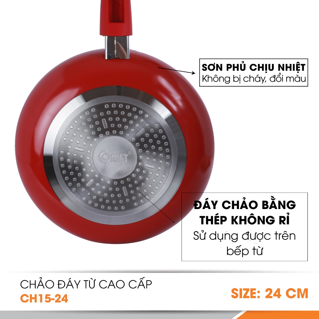 Chảo Comet Chống Dính Đáy Từ 24cm Cao Cấp Lớp Đá Ceramic Phủ Nano Nhôm Dày Dẫn Nhiệt Nhanh