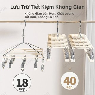 Móc Phơi 20 Kẹp Treo Đồ Đa Năng Chất Liệu Thép Không Rỉ Bọc PP Cao Vấp - Móc Treo Đồ Lót, Cà Vạt Gọn Gàng Tiện Lợi
