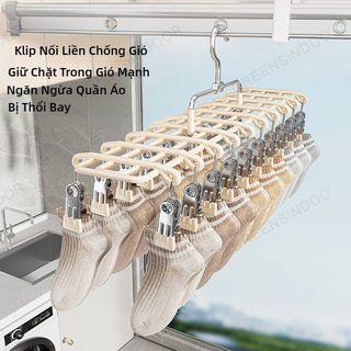 Móc Phơi 20 Kẹp Treo Đồ Đa Năng Chất Liệu Thép Không Rỉ Bọc PP Cao Vấp - Móc Treo Đồ Lót, Cà Vạt Gọn Gàng Tiện Lợi