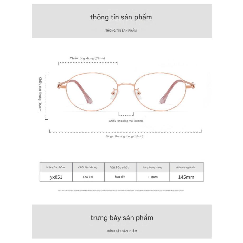 Kính Mắt Thời Trang INNI Form Oval Thanh Lịch, Gọng Kim Loại Siêu Nhẹ, Chống Ánh Sáng Xanh YX051