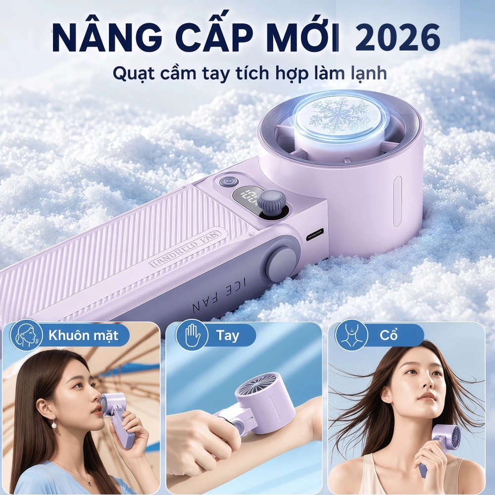 Quạt cầm tay băng lạnh có Sò lạnh quạt Turbo 199 tốc độ gió 8000mah có thể sạc lại không ồn làm mát