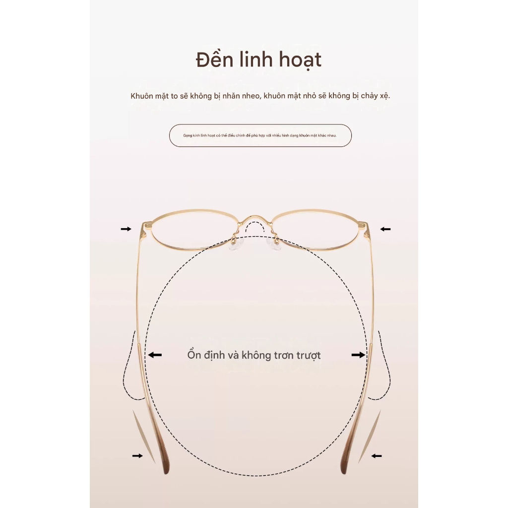 Kính Cận Thời Trang INNI Form Oval Kim Loại Vàng, Chống Ánh Sáng Xanh, Thanh Lịch Cao Cấp 8045