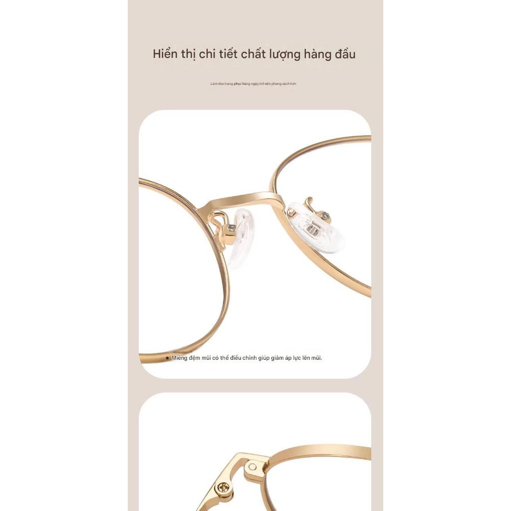 Kính Cận Thời Trang INNI Form Oval Kim Loại Vàng, Chống Ánh Sáng Xanh, Thanh Lịch Cao Cấp 8045