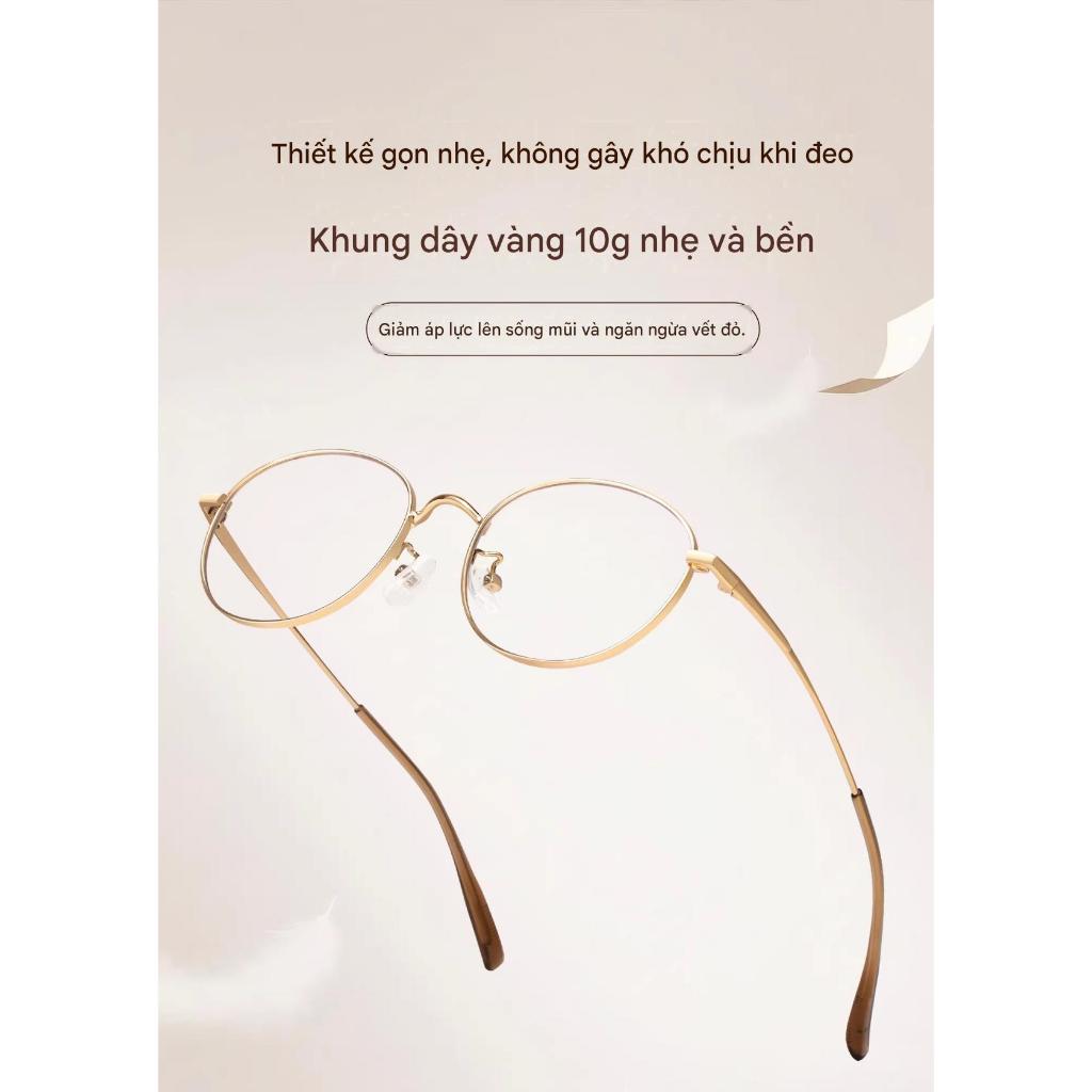 Kính Cận Thời Trang INNI Form Oval Kim Loại Vàng, Chống Ánh Sáng Xanh, Thanh Lịch Cao Cấp 8045