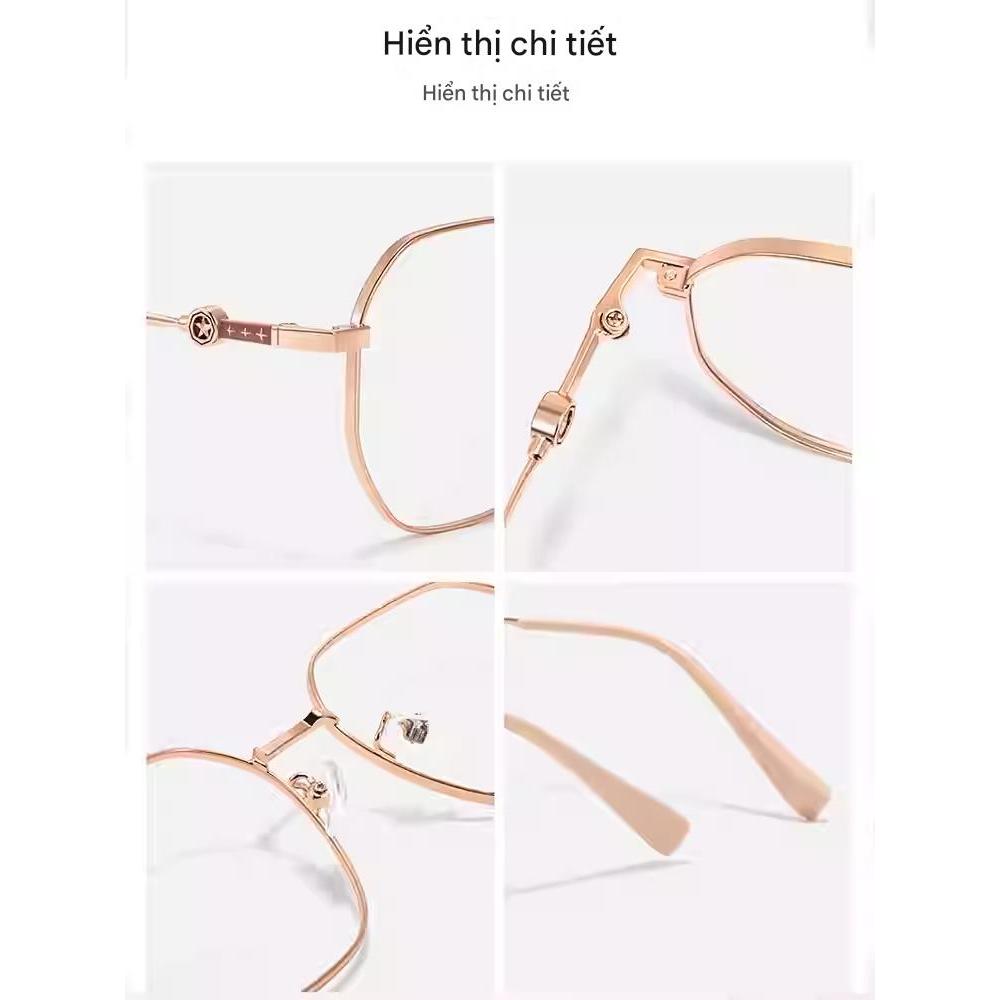 Kính Cận Thời Trang INNI Gọng Kim Loại Form Đa Giác, Phong Cách Hàn Quốc, Chống Ánh Sáng Xanh 8046