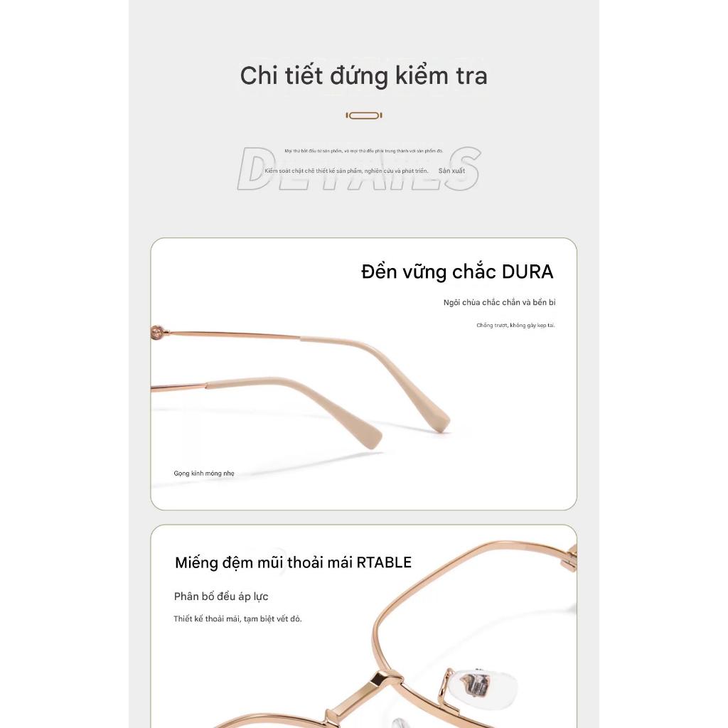 Kính Cận Thời Trang INNI Gọng Kim Loại Form Đa Giác, Phong Cách Hàn Quốc, Chống Ánh Sáng Xanh 8046
