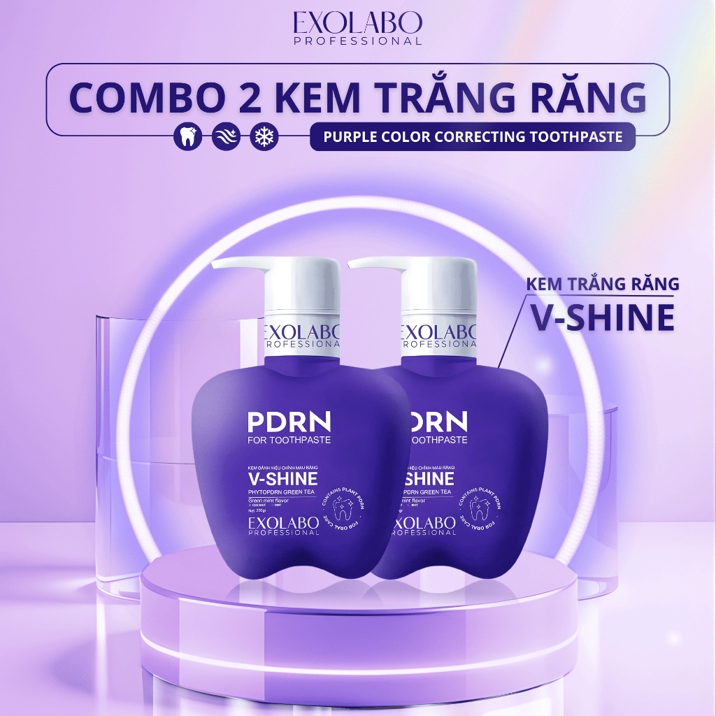 [ EXOLABO ] COMBO 2 Kem Đánh Răng V-SHINE, GIÚP RĂNG TRẮNG SÁNG – LÀM SẠCH MẢNG BÁM