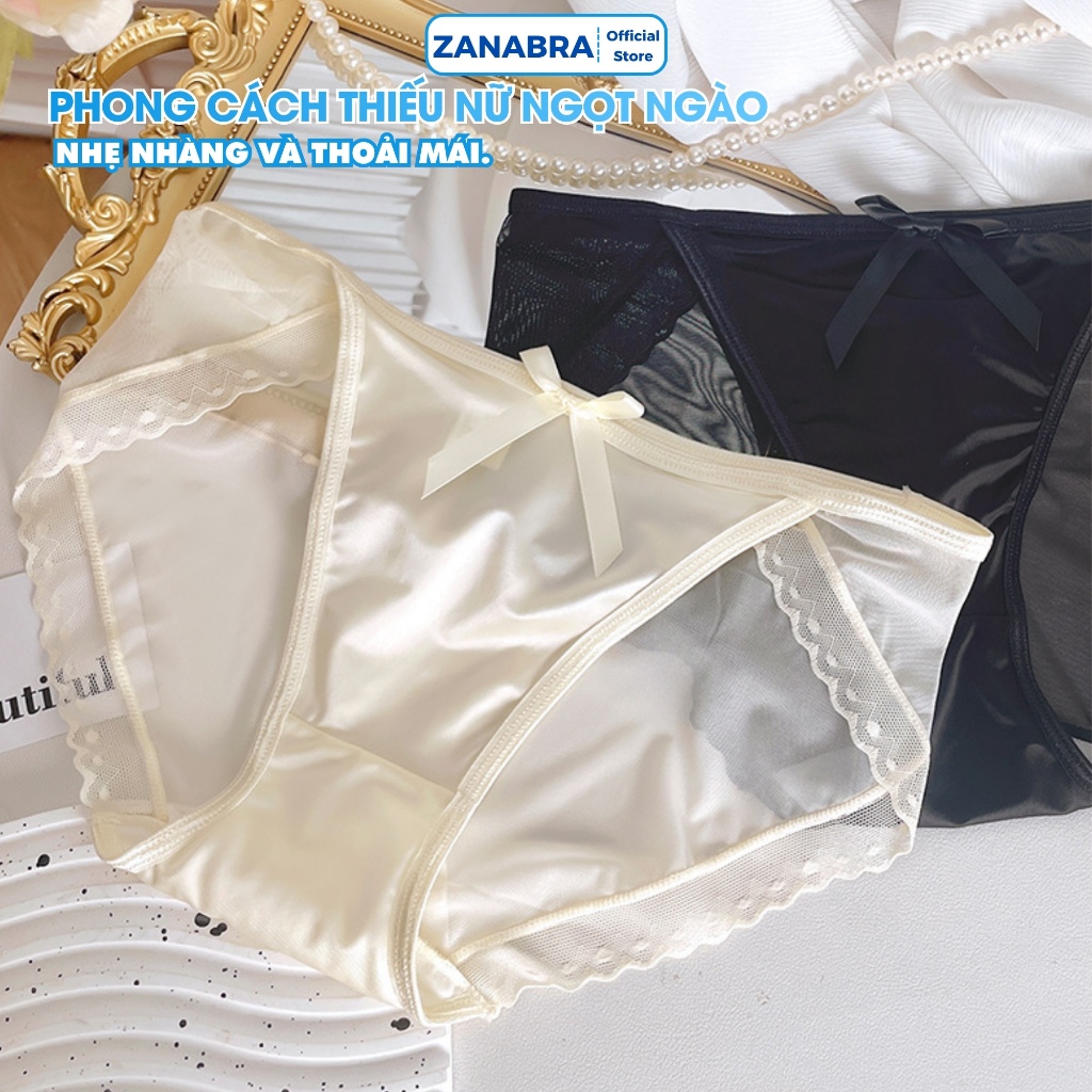 Quần Lót Nữ Ren Lụa – Quần Chip Nữ Thiết Kế Sang Trọng Ôm Dáng Mềm Mại ZANABRA L8836