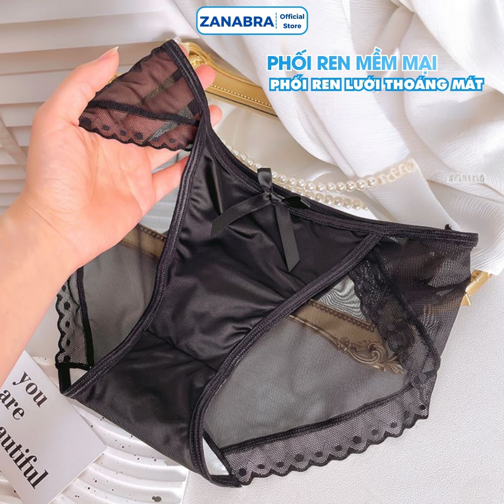 Quần Lót Nữ Ren Lụa – Quần Chip Nữ Thiết Kế Sang Trọng Ôm Dáng Mềm Mại ZANABRA L8836