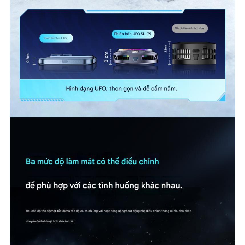 Quạt Tản Nhiệt Điện Thoại Sò Lạnh SL-79 15W Chip AI Thông Minh Điều Chỉnh 3 Chế Độ Làm Lạnh Cho iPhone Android Gaming