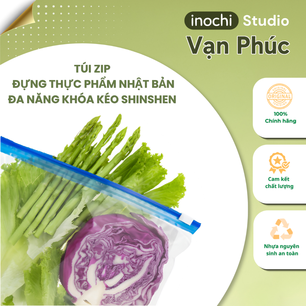 Túi zip đựng thực phẩm tái sử dụng nhật bản đa năng khóa kéo Shinshen 1L 3L zipper inochi store hcm