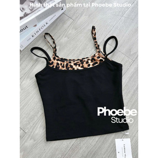 Áo Hai Dây Dáng Ngắn Phối Họa Tiết Da Beo - Phoebe Studio [AO00283]