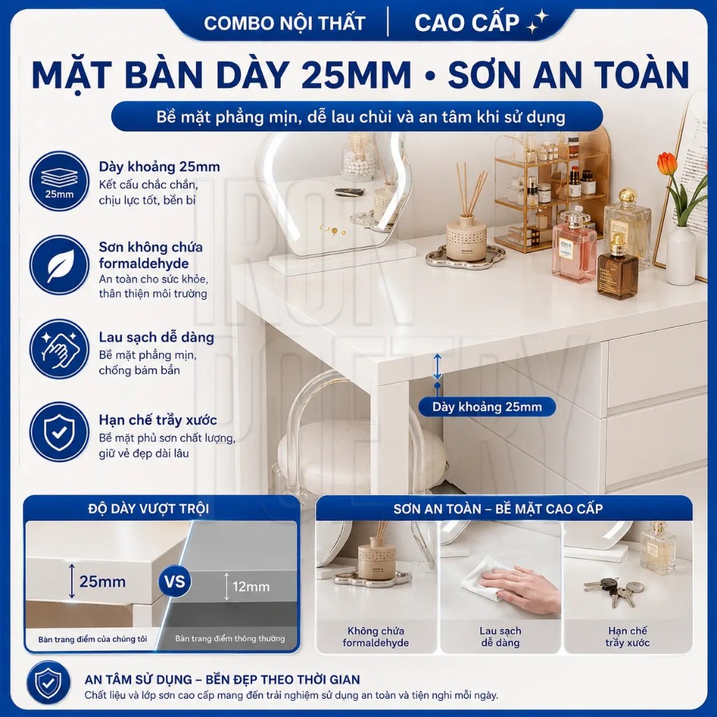 IRONPO Giường Gỗ Bắc Âu Tối Giản Tone Kem Sang Trọng Khung Chắc Chắn Cho Phòng Ngủ Hiện Đại