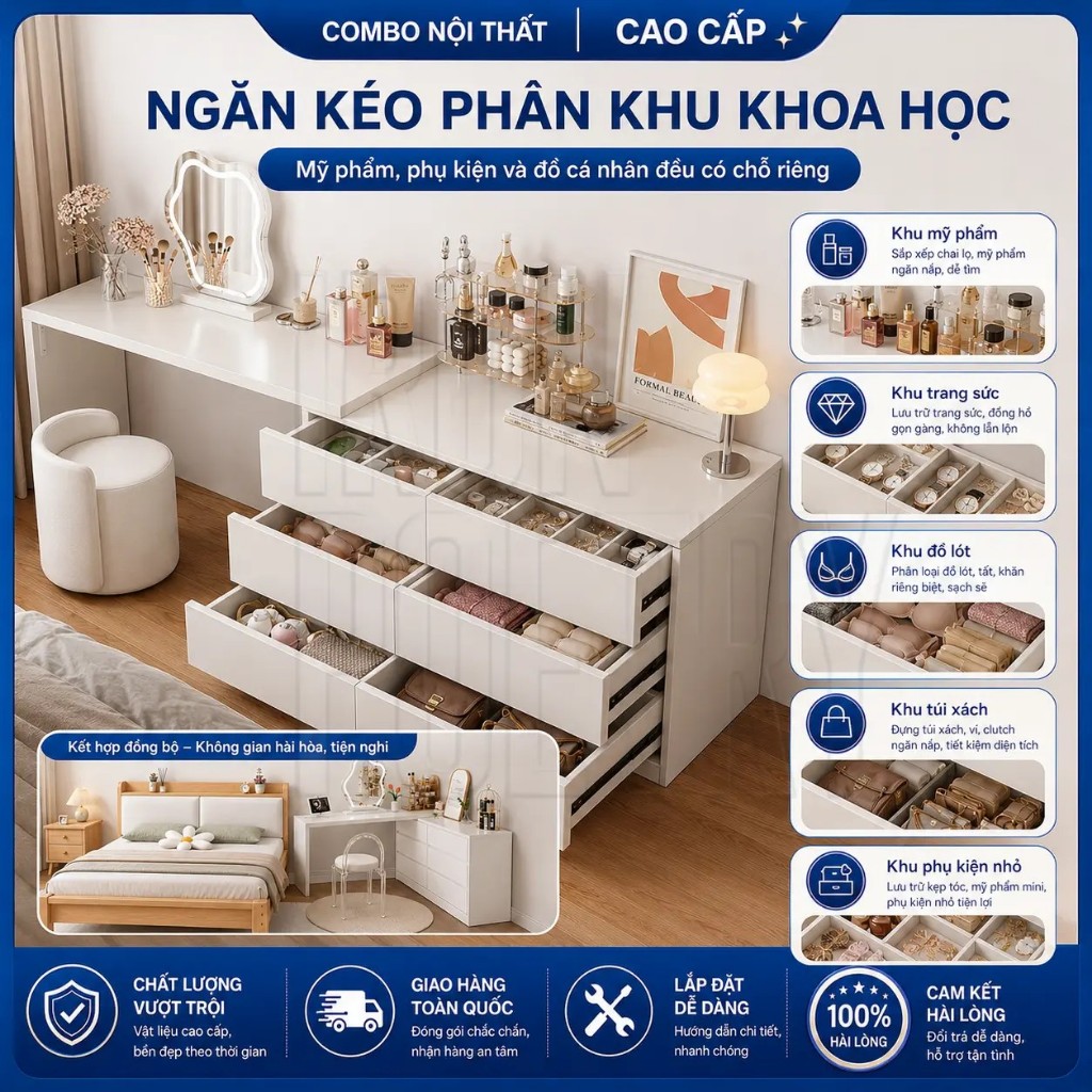 IRONPO Giường Gỗ Bắc Âu Tối Giản Tone Kem Sang Trọng Khung Chắc Chắn Cho Phòng Ngủ Hiện Đại