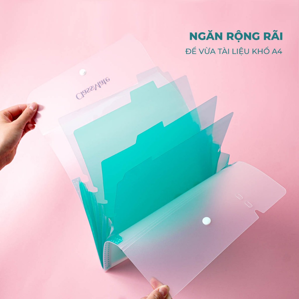 Túi Đựng Tài Liệu Nhiều Ngăn Classmate Clear Bag Maxtini Nhựa PP Bền, Khuy Bấm Tiện Lợi, Có Phần Phân Ngăn CL-CBA11