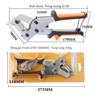 APEX Kìm Bấm Bạt Khoen Quảng Cáo 10mm - Mắt Cáo Ô Rê, Tặng 20 Khoen, Dụng Cụ Bấm Khuy Nhanh Bền Chắc