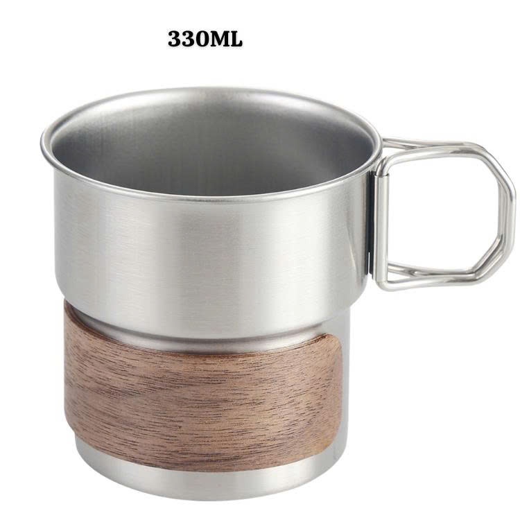 Ly cafe chuyên nghiệp Inox 304 quai gấp gon ốp gỗ chống trượt phong cách la tinh-Mẩu mới nhất