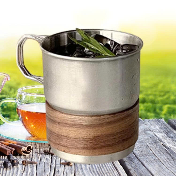 Ly cafe chuyên nghiệp Inox 304 quai gấp gon ốp gỗ chống trượt phong cách la tinh-Mẩu mới nhất