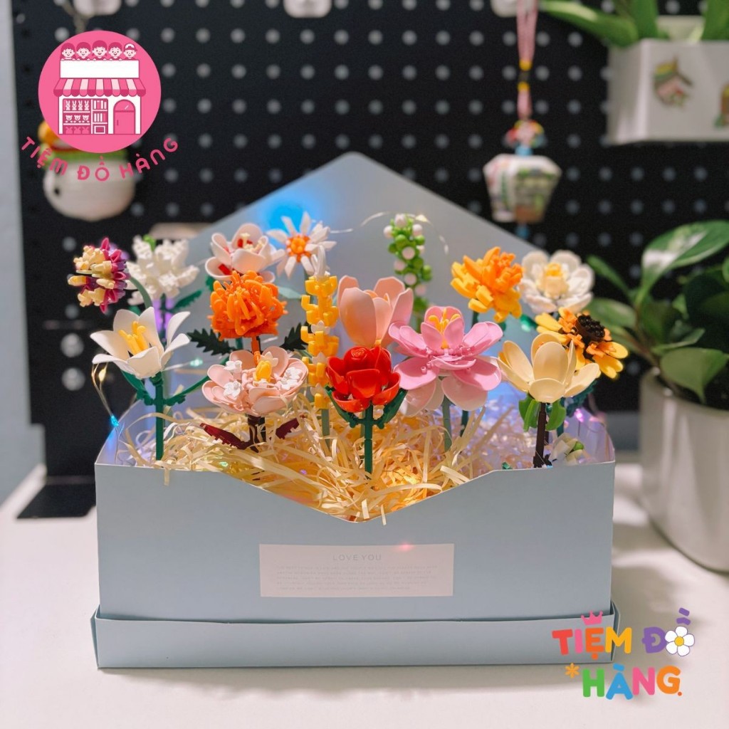 Set Đồ Chơi Lắp Ráp 16 Hộp Hoa Mini Trang Trí Đẹp