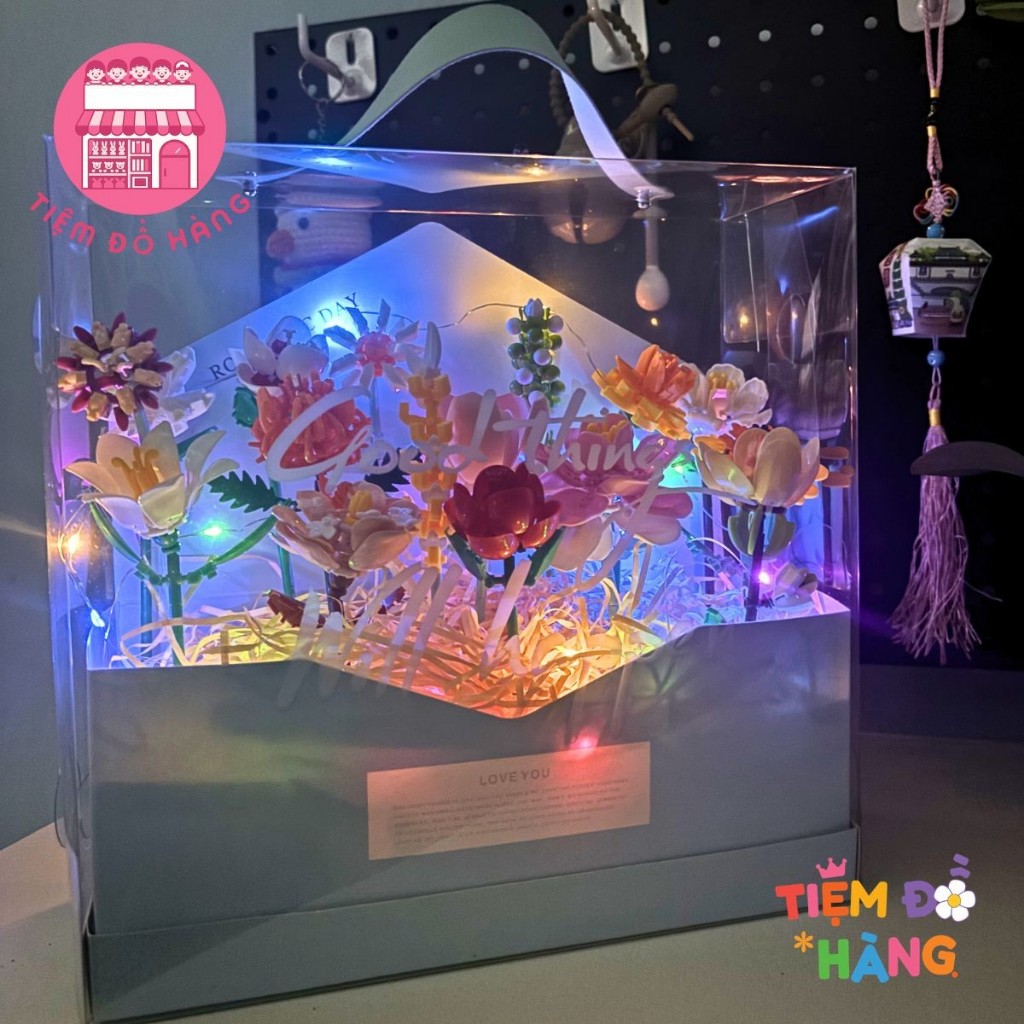 Set Đồ Chơi Lắp Ráp 16 Hộp Hoa Mini Trang Trí Đẹp