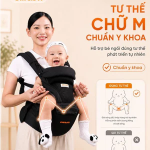 Địu em bé Emoon Airfit Trợ Lực Vai Siêu Êm Bản Vai Dày Thoáng Khí Đa Tư Thế Cho Bé Sơ Sinh