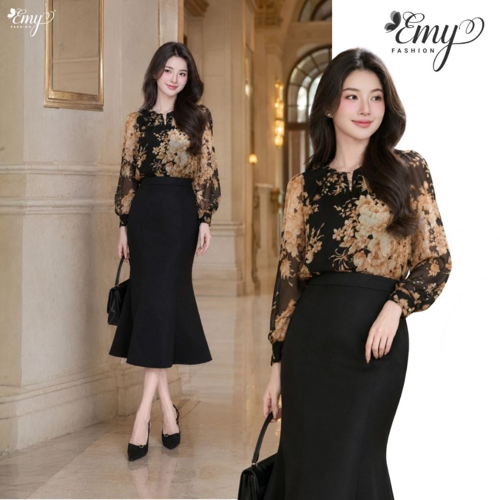 [LƯU Ý SẢN PHẨM CHỈ CHÂN VÁY] Chân Váy Thiết Kế EMY Thời Trang Cao Cấp V9822 Vải Linen Gân Sang Trọng Thanh Lịch