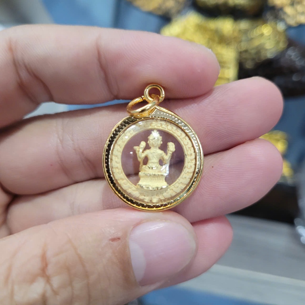 Mặt Dây Chuyền Tròn Phụ Kiện Trang Trí Đeo Cổ Khung Mạ Vàng Mang Lại Cảm Giác Thư Thái 2.5cm