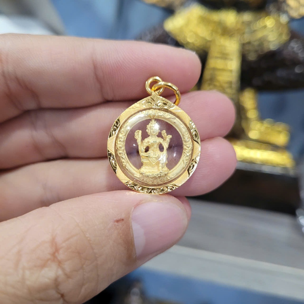 Mặt Dây Chuyền Tròn Phụ Kiện Trang Trí Đeo Cổ Khung Mạ Vàng Mang Lại Cảm Giác Thư Thái 2.5cm