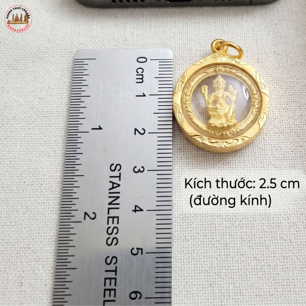 Mặt Dây Chuyền Tròn Phụ Kiện Trang Trí Đeo Cổ Khung Mạ Vàng Mang Lại Cảm Giác Thư Thái 2.5cm