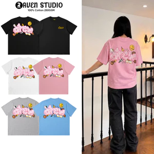 Áo Thun Drew Pink Cloud 5 màu Raven Studio 100% Cotton 250GSM