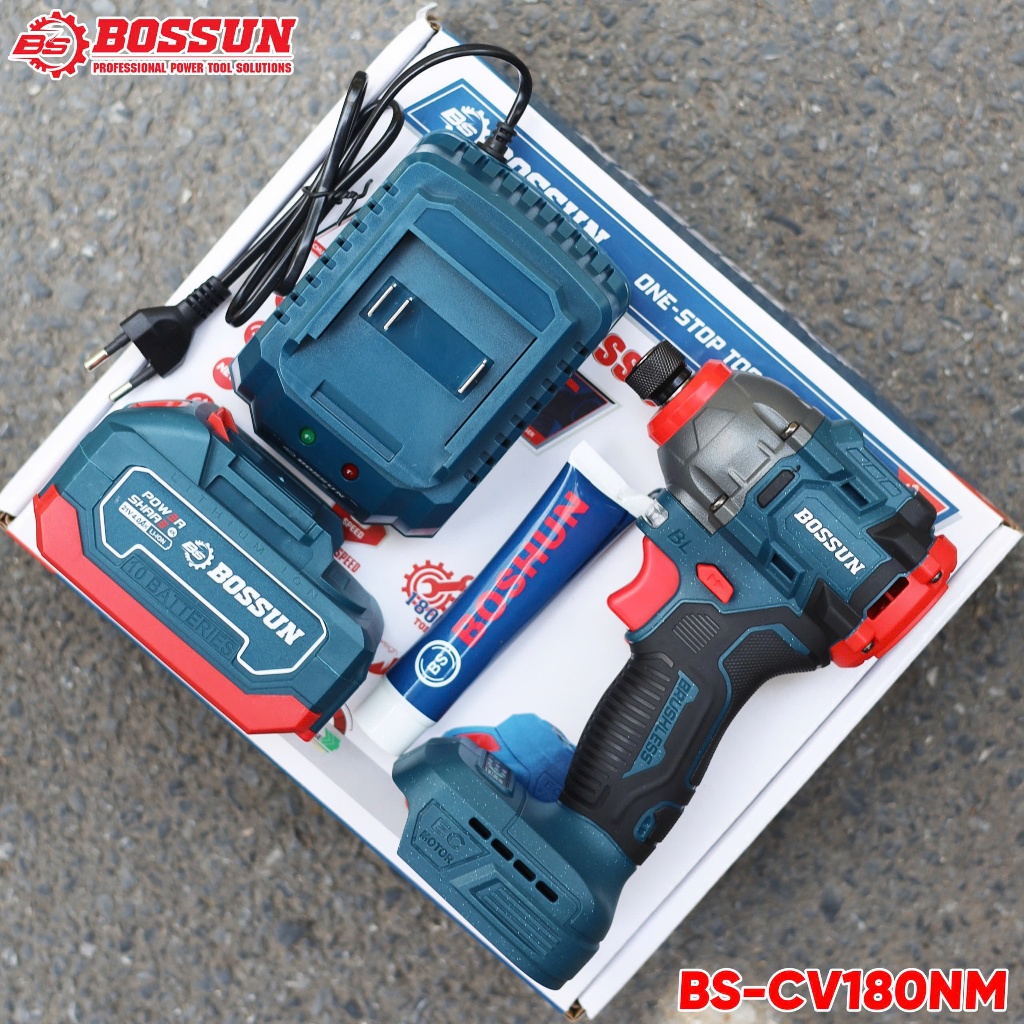 Máy Bắn Vít Pin BOSHUN BS-CV180NM 21V | Motor Không Chổi Than | Lực Siết 180Nm | 3 Tốc Độ, Autostop  Bắt Vít Gỗ, Vít Sắt