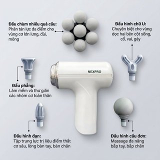 Máy đấm lưng cầm tay NEXPRO nhiều đầu massage, máy massage mini cổ vai gáy động cơ lực đấm sâu, pin khỏe - Bản cao cấp