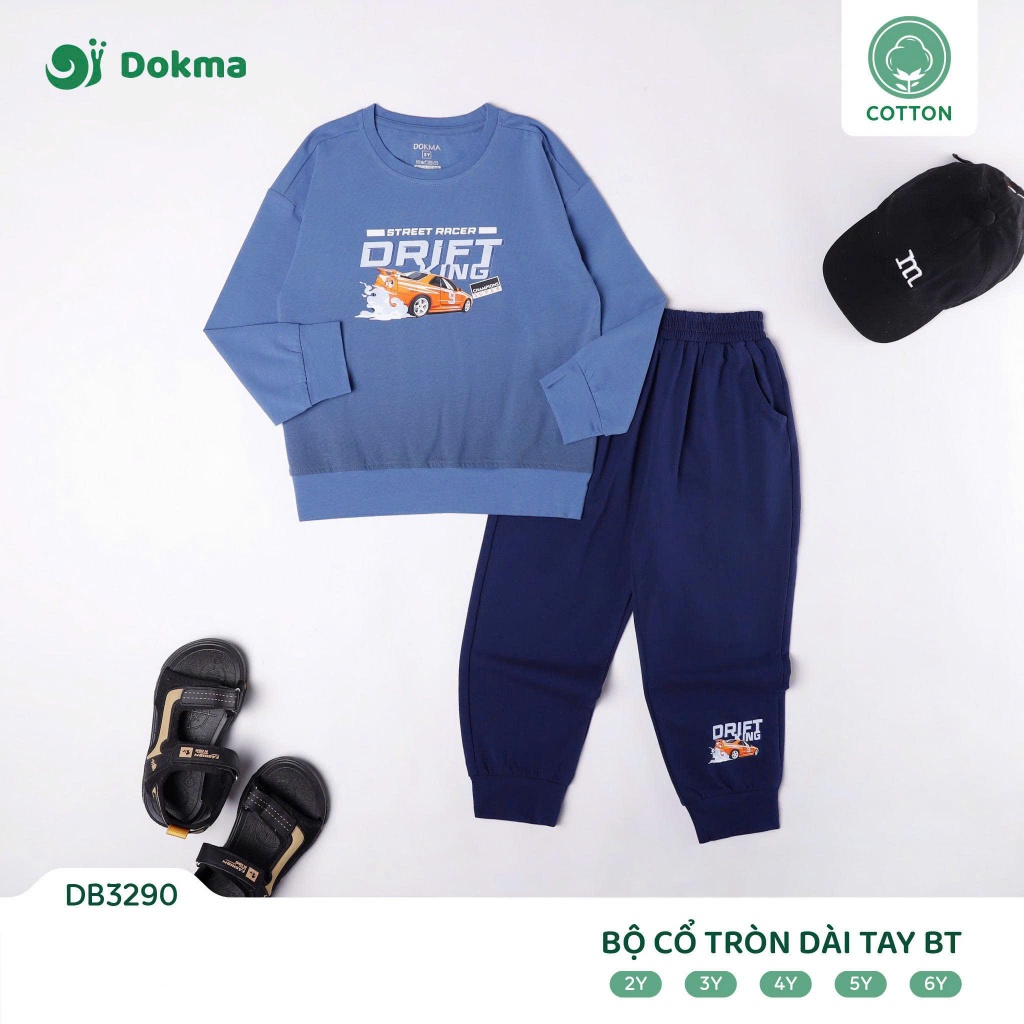 (11-21kg, 2-6Y) Bộ Cotton Bo Dài Tay Bé Trai Dokma DB1836 DB3295 DB1551 DB1413 DB2426 DB3308 DB2428 DB3290 DB3247