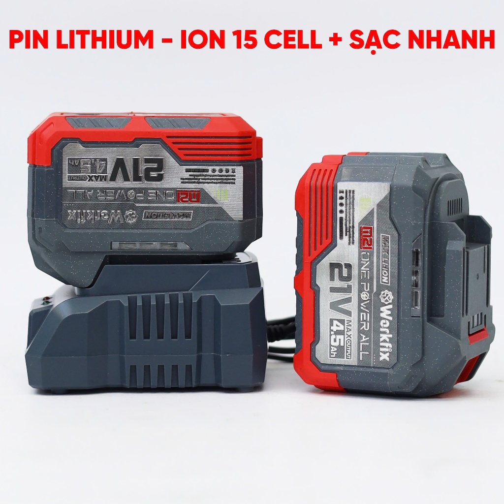 Máy mài pin Workfix WF-AG100BV , máy cưa sắt, gỗ 3 tốc độ không chổi than, chống giật, chống khởi động lại