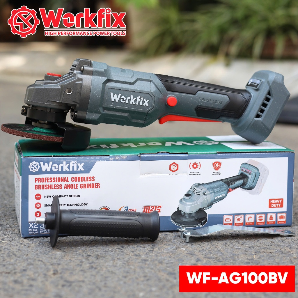 Máy mài pin Workfix WF-AG100BV , máy cưa sắt, gỗ 3 tốc độ không chổi than, chống giật, chống khởi động lại
