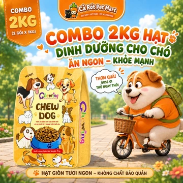 Hạt cho chó 2KG Chew Dog thức ăn hạt cho chó bổ sung thịt cá và rau củ giúp giảm rụng lông,tốt cho tiêu hóa