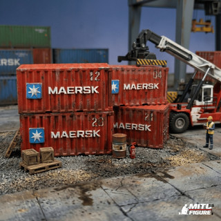 Mô Hình Thùng Container MAERSK 1:64 - Container trang trí cho xe hotwheel -Sa bàn Diorama- Hộp trưng bày MITU Figure