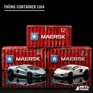 Mô Hình Thùng Container MAERSK 1:64 - Container trang trí cho xe hotwheel -Sa bàn Diorama- Hộp trưng bày MITU Figure