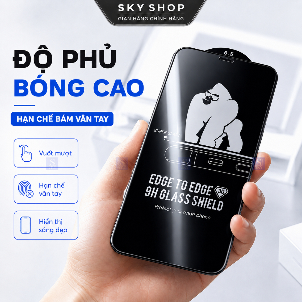 Kính cường lực iphone 15 pro max 14 pro max 11 13 promax 12 7 8 Plus xsmax xr x xs 16 17 ProMax 17 Air  - Full màn 3D