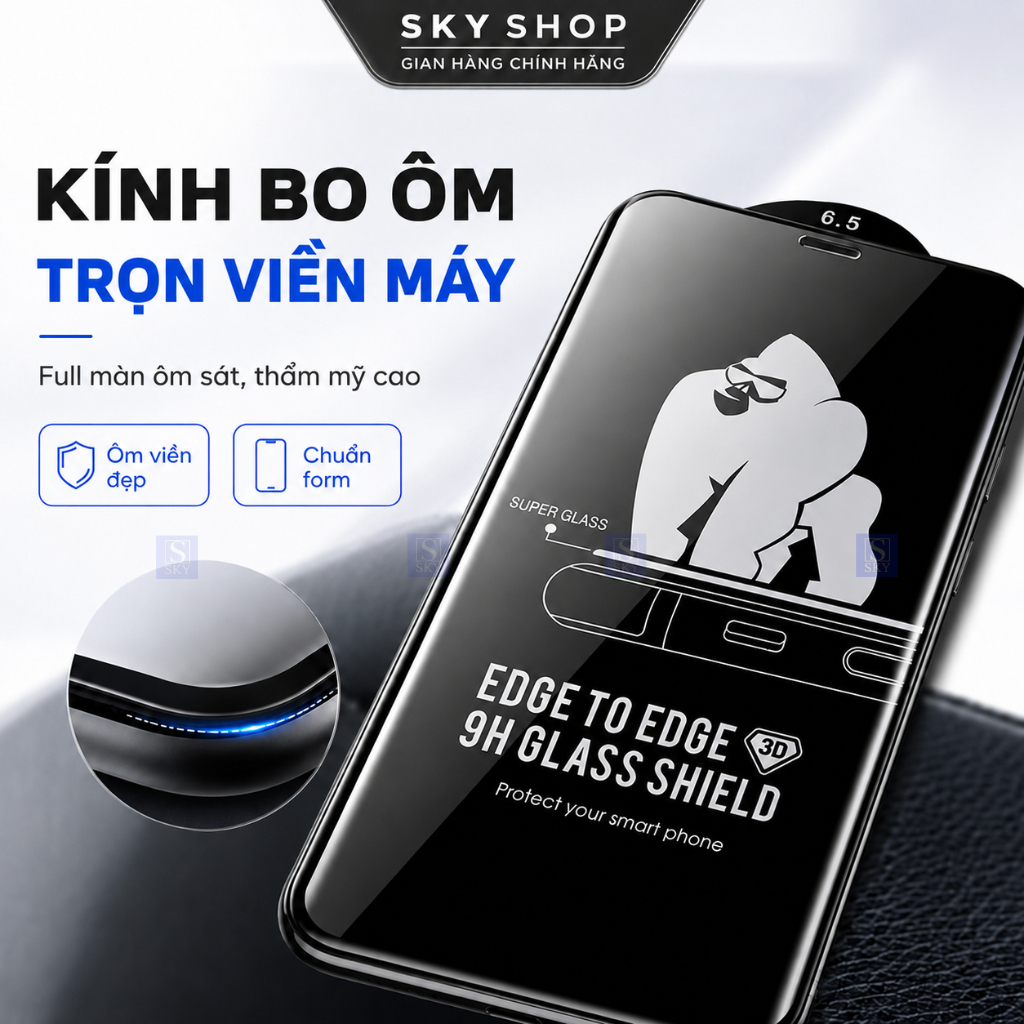Kính cường lực iphone 15 pro max 14 pro max 11 13 promax 12 7 8 Plus xsmax xr x xs 16 17 ProMax 17 Air  - Full màn 3D
