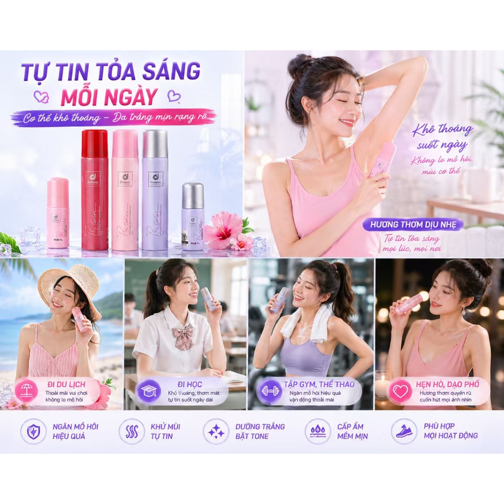 【Bộ 5 món】 【Bộ sản phẩm khuyến mãi mùa hè】 Xịt khử mùi và chống mồ hôi chính hãng Thái Lan + Gel chống mồ hôi dạng chai
